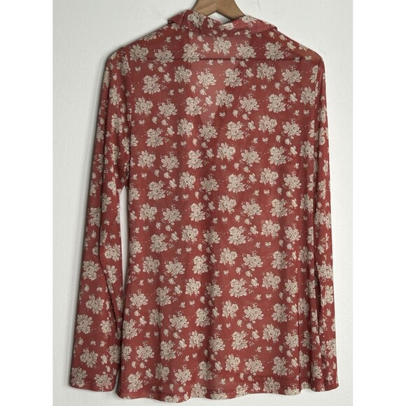 Altar'd State Floral Long Sleeve Blouse XXL Sheer Rouched Button Up Cottage Core - Picture 2 of 3